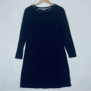 J. Jill Wearever Black Jersey Knit Long Sleeve Faux Pearl NeckDress Womens XS